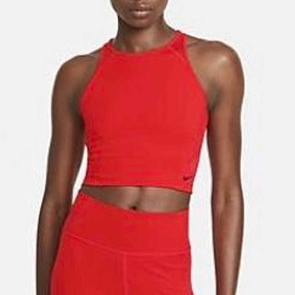 Nike red high neck crop top